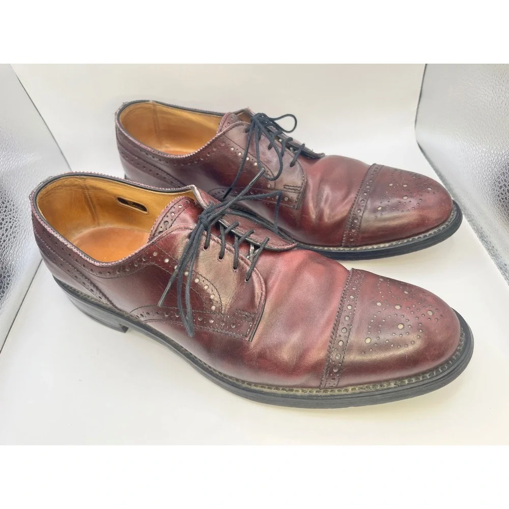 Allen‎ Edmonds Lexington Burgundy Leather Cap Toe Wingtip Derby Shoes 11.5 R